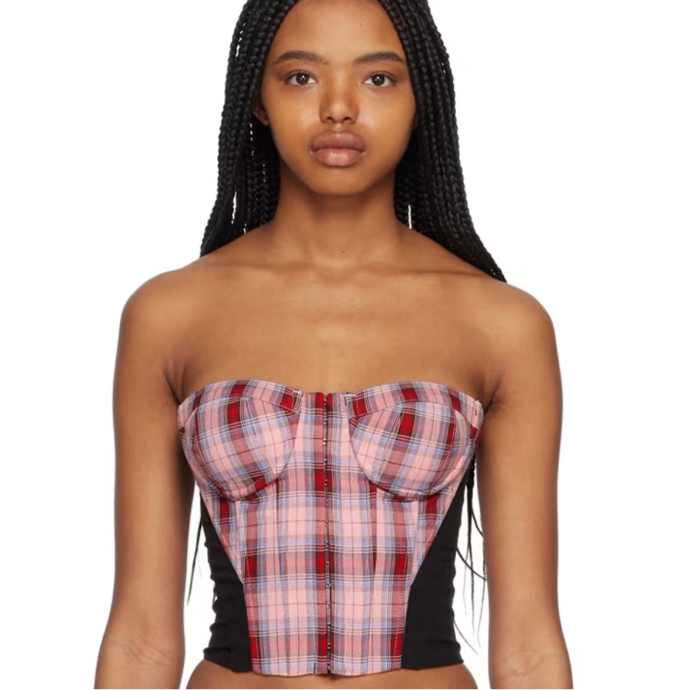 Danielle Guizio SSENSE work capsule pink corset top